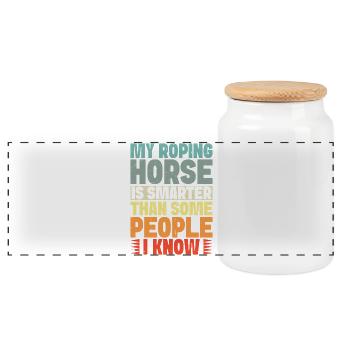 Hobby Horse Rider My Horse Smarter People English - Panoramic Cookie Jar with Wooden Lid - white - Front