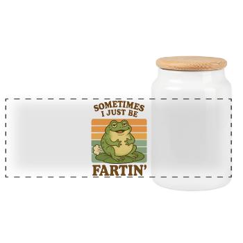 Motif drôle de pet de grenouille - Boîte à biscuits avec couvercle en bois - blanc - Devant
