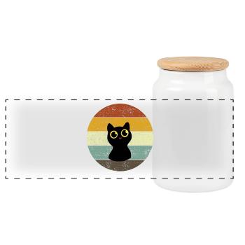 Chat mignon Retro Sunset Style Vintage - Boîte à biscuits avec couvercle en bois - blanc - Devant