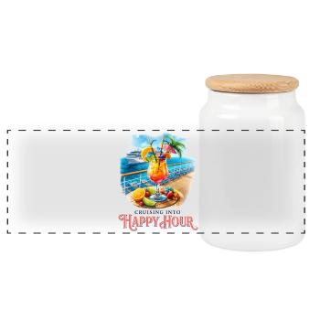En se déplaçant vers l’happy hour - Boîte à biscuits avec couvercle en bois - blanc - Devant