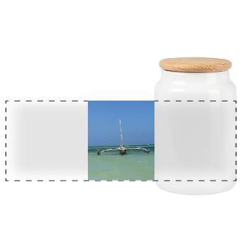 Shipwrecks over the blue sea - Panoramic Cookie Jar with Wooden Lid - white - Front