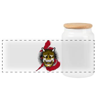 Japanese Oni - Boîte à biscuits avec couvercle en bois - blanc - Devant