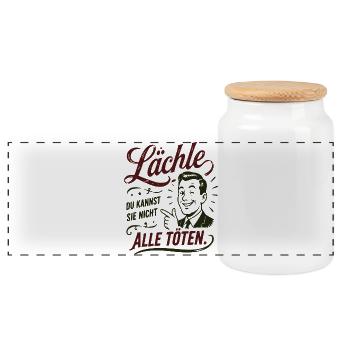 Lächle Du kannst sie nicht töten - Panorama Keksdose mit Holzdeckel - Weiß - Vorne