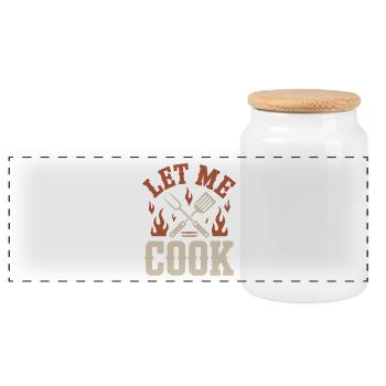 Let Me Cook Cooking Grilling Meme Grill Master Chef - Panoramic Cookie Jar with Wooden Lid - white - Front