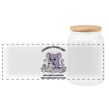 I Made a To-Do List – Executive Dysfunction - Panoramic Cookie Jar with Wooden Lid - white - Front