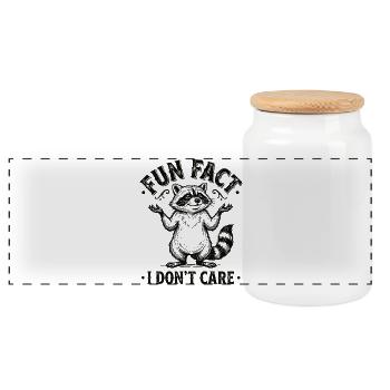 Funny sarcastic fun fact I don't care - Panoramic Cookie Jar with Wooden Lid - white - Front
