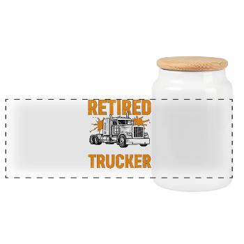 Retired But Forever A Trucker At Heart - Panorama Keksdose mit Holzdeckel - Weiß - Vorne