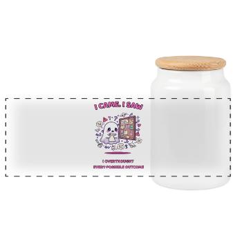 I Overthought Every Possible Outcome - Panoramic Cookie Jar with Wooden Lid - white - Front