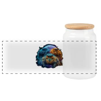 Jumping Spiders Full Moon Kawaii Chibi Jumping Spider - Panoramic Cookie Jar with Wooden Lid - white - Front
