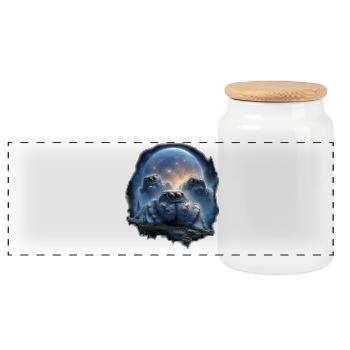 Jumping Spiders Terrarium Accessories Fan Gift - Panoramic Cookie Jar with Wooden Lid - white - Front