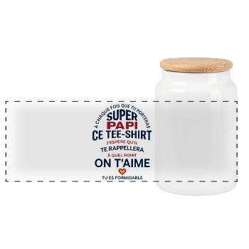 Super Papi On T'aime Cadeau Grand-Père - Boîte à biscuits avec couvercle en bois - blanc - Devant