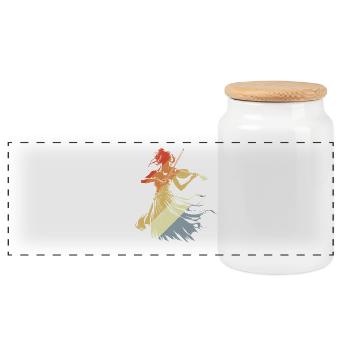 Violinist Vintage Look - Panoramic Cookie Jar with Wooden Lid - white - Front