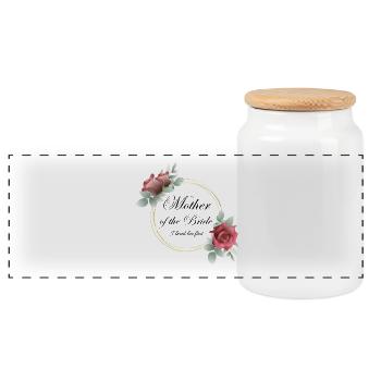 Mother Bride Roses - Panoramic Cookie Jar with Wooden Lid - white - Front