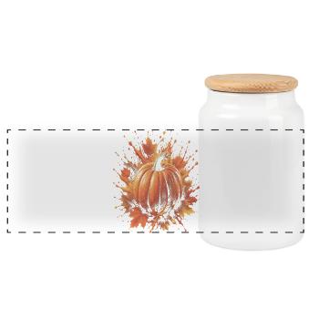 Citrouille Automne Splash Art Feuille Erable - Boîte à biscuits avec couvercle en bois - blanc - Devant