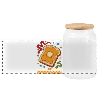 Breakfast Funny Brunch Coffee Pancake Bacon Maple - Panoramic Cookie Jar with Wooden Lid - white - Front