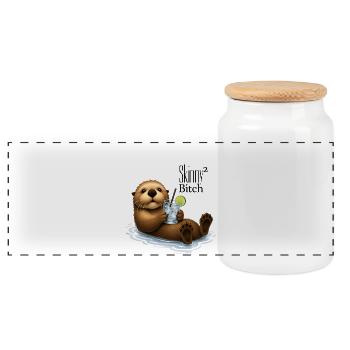 SKINNY BITCH² OTTER - Cocktail & Subtle Text - Panoramic Cookie Jar with Wooden Lid - white - Front
