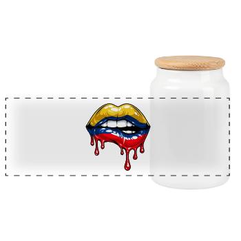 Drapeau Colombien drôle Colombie - Boîte à biscuits avec couvercle en bois - blanc - Devant