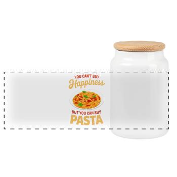 Pasta Noodles Spaghetti Gifts - Panoramic Cookie Jar with Wooden Lid - white - Front