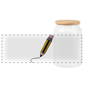 Crayon Kawaii Friendly - Boîte à biscuits avec couvercle en bois - blanc - Devant