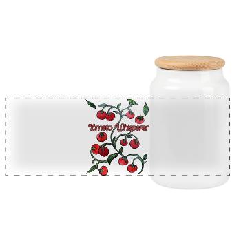 Le Chuchoteur de Tomates - Boîte à biscuits avec couvercle en bois - blanc - Devant