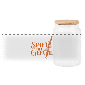 Fagott -Spiel mit Gefühl für Fagottist Fagottistin - Panorama Keksdose mit Holzdeckel - Weiß - Vorne