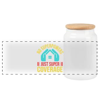 Insurance Agent Super Coverage Funny Insurance - Panoramic Cookie Jar with Wooden Lid - white - Front