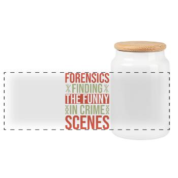 Forensic Science Major Funny In Crime Scenes - Panoramic Cookie Jar with Wooden Lid - white - Front