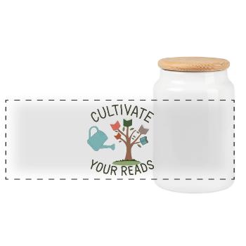 Jardin de lecture : Cultivez la lecture - Boîte à biscuits avec couvercle en bois - blanc - Devant