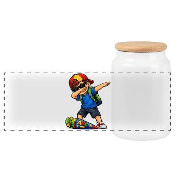 Dabbing ABC Sagittarius (brunette) - Panoramic Cookie Jar with Wooden Lid - white - Front