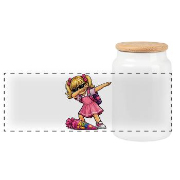 Dabbing ABC shooter (blonde) - Panoramic Cookie Jar with Wooden Lid - white - Front