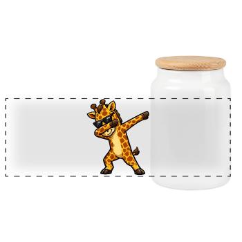 Dabbing Giraffe - Panorama Keksdose mit Holzdeckel - Weiß - Vorne