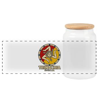 Sicilia Trinacria Sicilian Flag Heritage Pride Gif - Panoramic Cookie Jar with Wooden Lid - white - Front