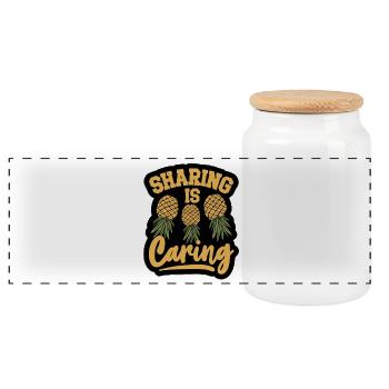 Swinger Pineapple Sharing Is Caring Lifestyle Symbol - Panoramic Cookie Jar with Wooden Lid - white - Front