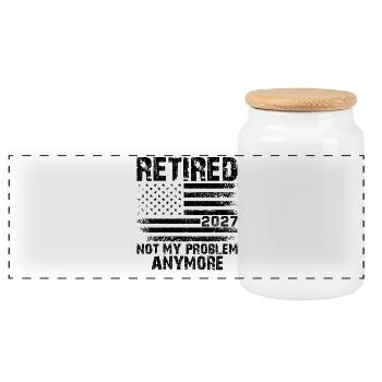 Retired 2027 Not My Problem Anymore - Panoramic Cookie Jar with Wooden Lid - white - Front