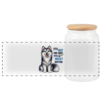 Husky Paillettes Husky Drôle Husky Dog Lover Design Merch - Boîte à biscuits avec couvercle en bois - blanc - Devant