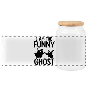 Halloween Party - I am the Funny ghost - Panorama Keksdose mit Holzdeckel - Weiß - Vorne