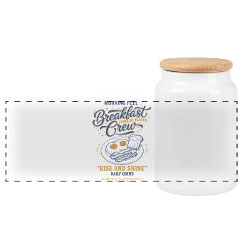 Breakfast Funny Brunch Coffee Bacon Pancake Food - Panoramic Cookie Jar with Wooden Lid - white - Front