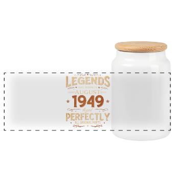 77. Geburtstag Geschenk Mann Vintage August 1949 - Panorama Keksdose mit Holzdeckel - Weiß - Vorne