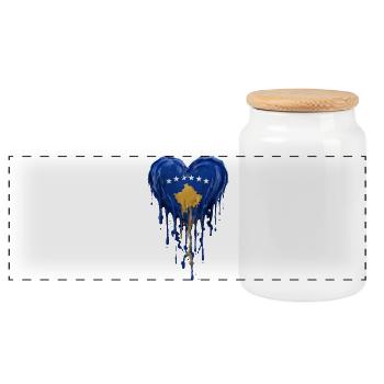 Goutte du cœur bleu du Kosovo - Boîte à biscuits avec couvercle en bois - blanc - Devant
