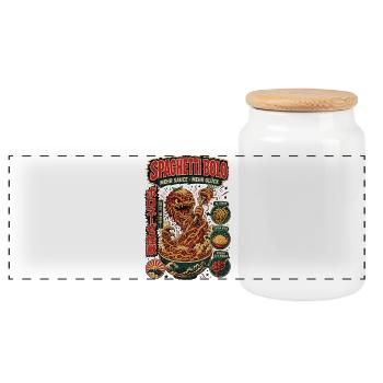 Spaghetti Bolo Mehr Sauce Shirt - Panorama Keksdose mit Holzdeckel - Weiß - Vorne