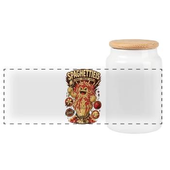 Spaghettieis Vanille Erdbeere Glück Shirt - Panorama Keksdose mit Holzdeckel - Weiß - Vorne