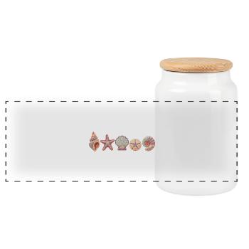 Clipart Coastal Cottagecore, cadeau pour les amateurs d’océan - Boîte à biscuits avec couvercle en bois - blanc - Devant