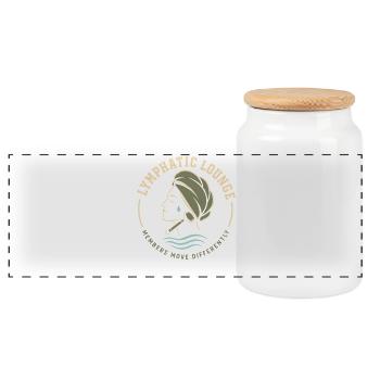 Lymphatic System Lymphatic Drainage Wellness Gift - Panoramic Cookie Jar with Wooden Lid - white - Front
