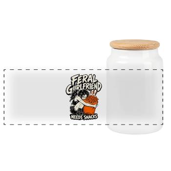 Petite amie sauvage a besoin de snacks, petite amie déséquilibrée - Boîte à biscuits avec couvercle en bois - blanc - Devant