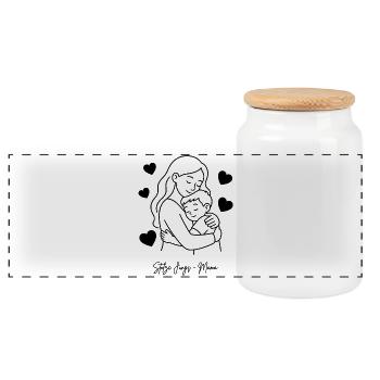 Stolze Jungs-Mama Geschenk - Panorama Keksdose mit Holzdeckel - Weiß - Vorne