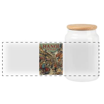 Hanoi Vietnam - Panorama Keksdose mit Holzdeckel - Weiß - Vorne