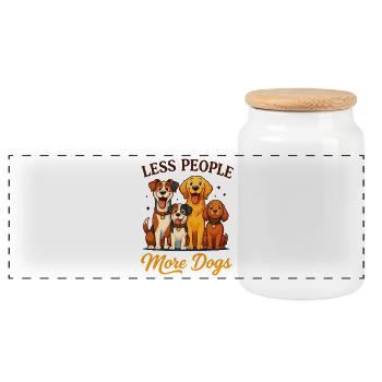 Funny Less People More Dogs Merch No 2 - Panoramic Cookie Jar with Wooden Lid - white - Front