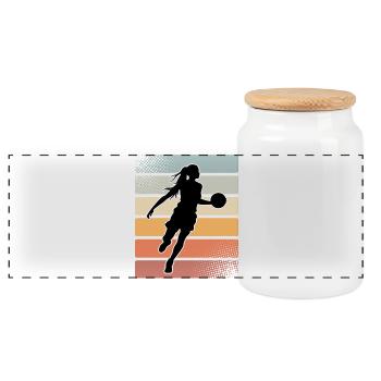 Basketball Basketball Women Basketball - Panoramic Cookie Jar with Wooden Lid - white - Front