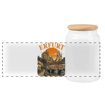  Vintage Erfurt Skyline historische Straßenansicht - Panorama Keksdose mit Holzdeckel - Weiß - Vorne