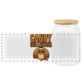 Bonbons d’Halloween – Collectionneur de bonbons - Boîte à biscuits avec couvercle en bois - blanc - Devant